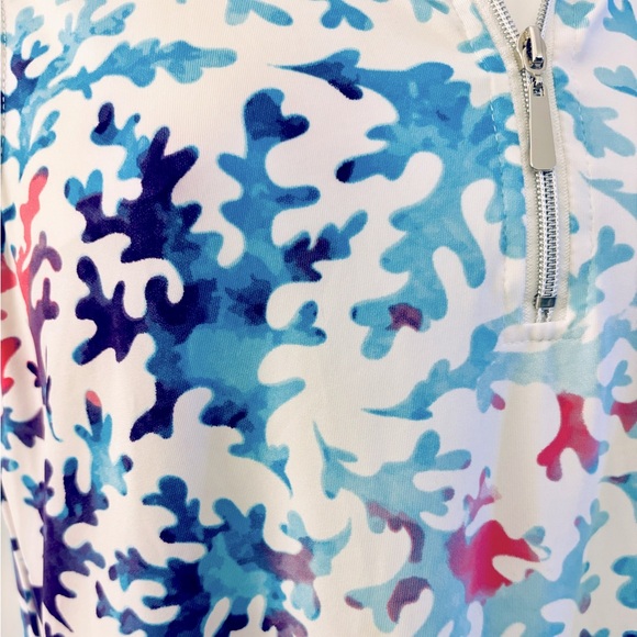 Sunny Oceans Dress athletic purple blue pink coral pockets small casual resort - Picture 3 of 3